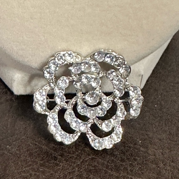 Napier CZ Necklace, With Stretchy CZ Wrist Bracelet & Vintage CZ Brooch-3 Pieces - Picture 6 of 14